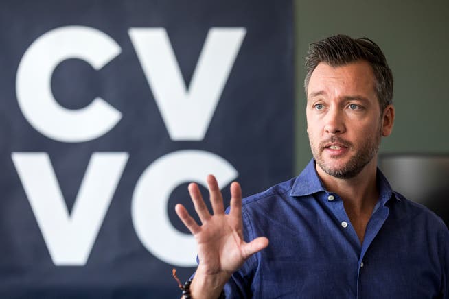 Mathias Ruch, CEO von CV VC, an einer Medienkonferenz in Zug. 
