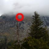 Rot eingekreist der Fundort der Person. (Bild: Webcam)