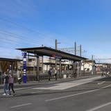 Der geplante Bushub Ost am Bahnhof Rothenburg. (Visualisierung: PD)