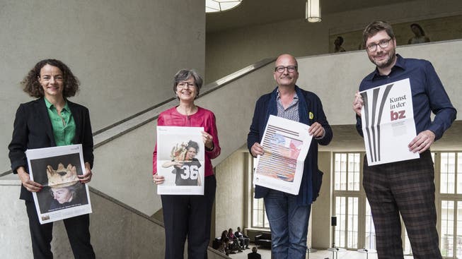Vernissage von «Kunst in der BZ» im Kunstmuseum Basel. Vlnr: Ines Goldbach, Anita Haldemann, Mathias Balzer und Sven Gallinelli. (18.06.2020)