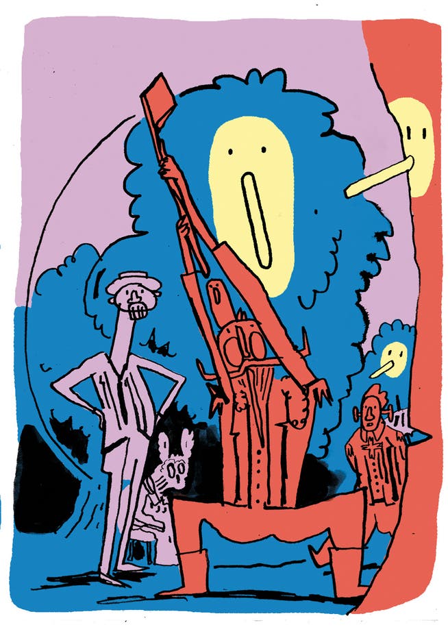 Dieser Comicroman kann schrille Politsatire: Der letzte deutsche Kaiser Wilhelm II beim besessenen Baumfällen im Exil. Illustration aus der Graphic Novel «Der Kaiser im Exil» von Jan Bachmann.
