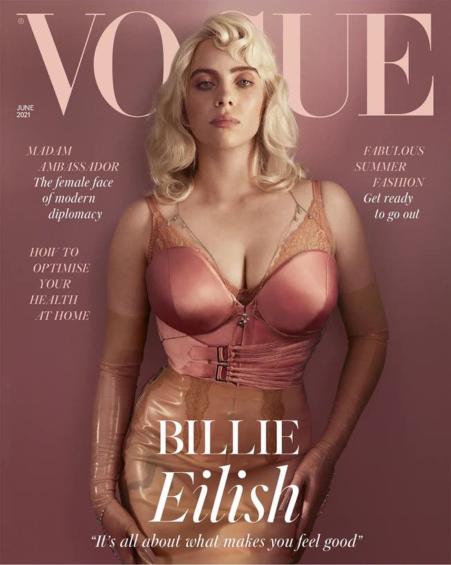 Billie Eilish auf dem Cover der britischen Vogue im Juni 2021.