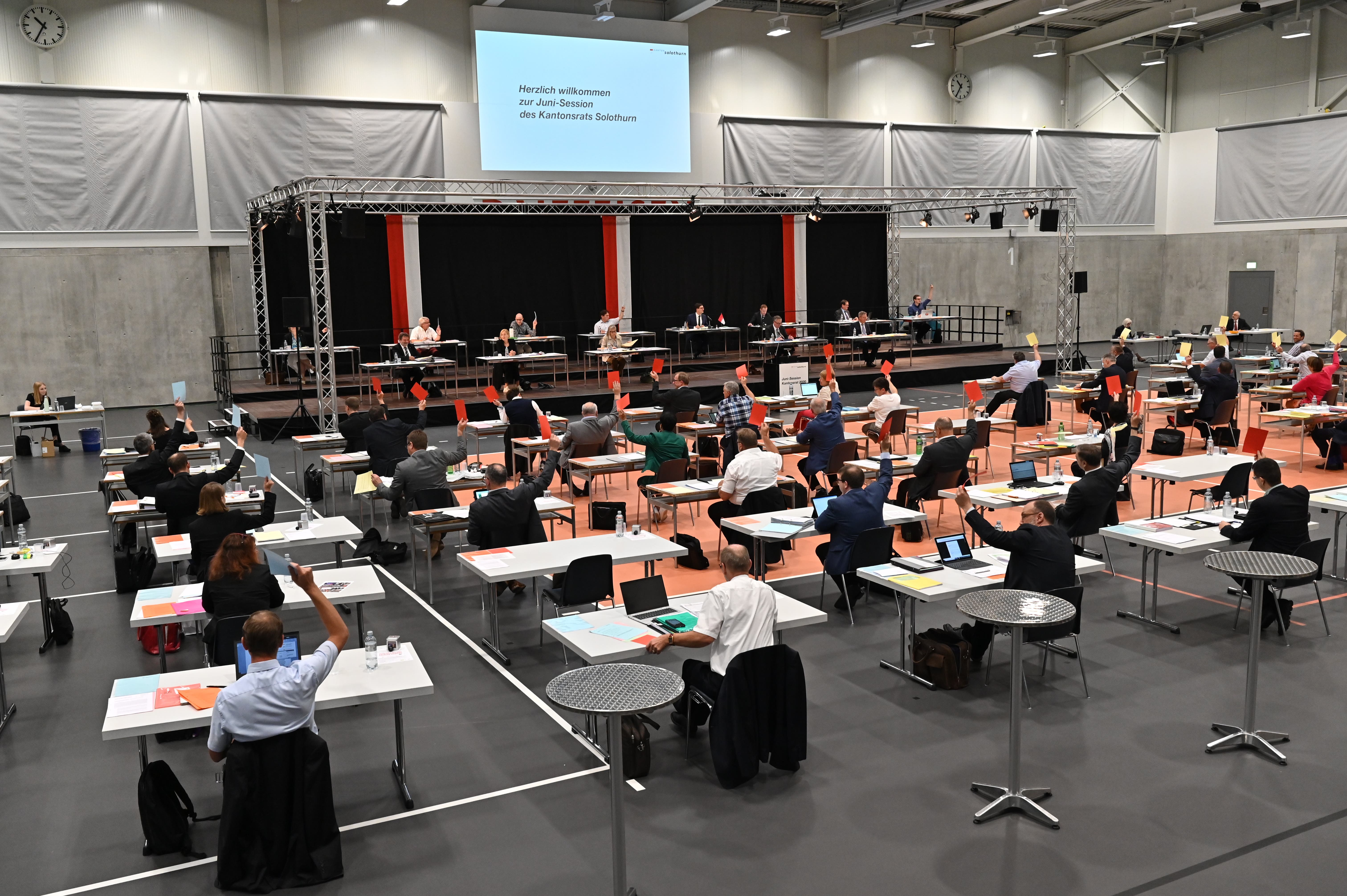Kantonsrats-Session Juni 2020 in der Betoncoupe Arena in Schönenwerd.