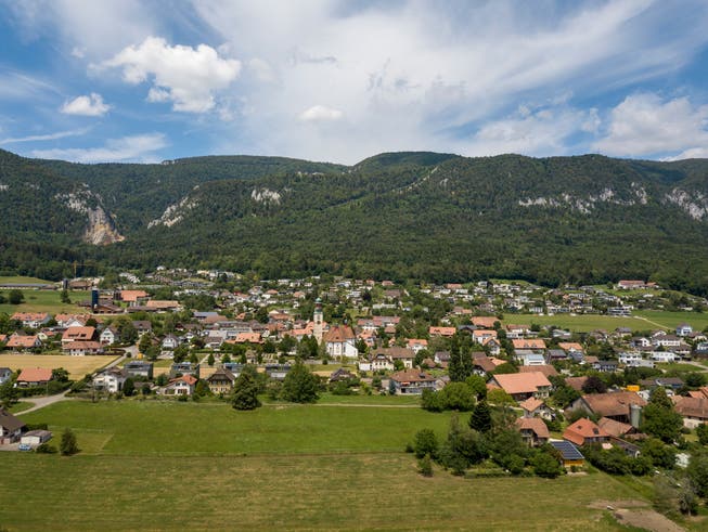 Blick auf die Gemeinde Oberdorf von oben.