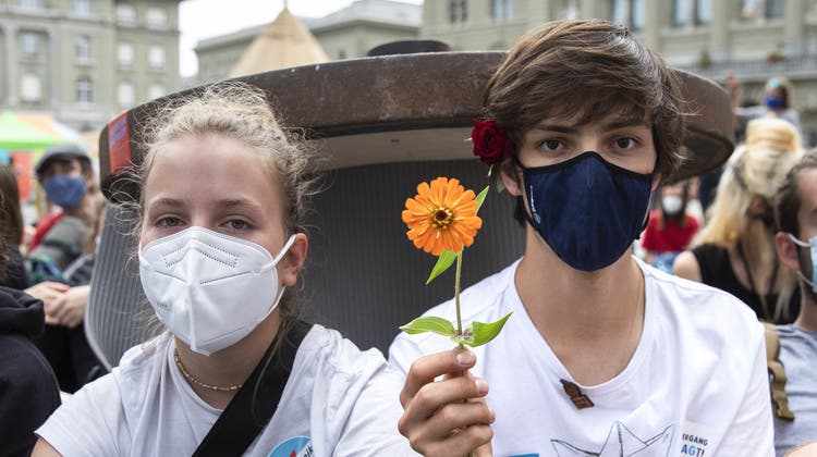 Nach einer langen Pause wegen der Pandemie streikten am 21. Mai erstmals wieder 30'000 Menschen am «Strike for Future» des Klimastreiks. (Keystone (Zürich, 21. Mai 2021))