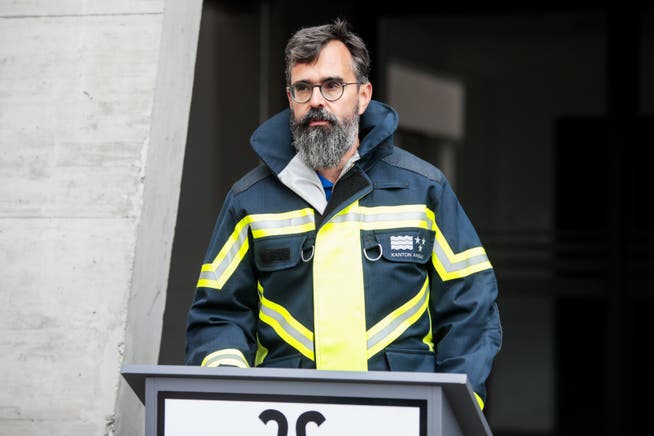 Der oberste Aargauer Zivilschützer gibt sein Amt ab: Dieter Wicki, hier im ersten Notfall-Treffpunkt im Aargau mit Standort in Dietwil (15.10.2020).
