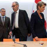 Die Bundesräte Ignazio Cassis, Guy Parmelin und Karin Keller-Sutter. Ist von diesen drei Personen eine Schuld am Scheitern des EU-Abkommens? (Keystone)