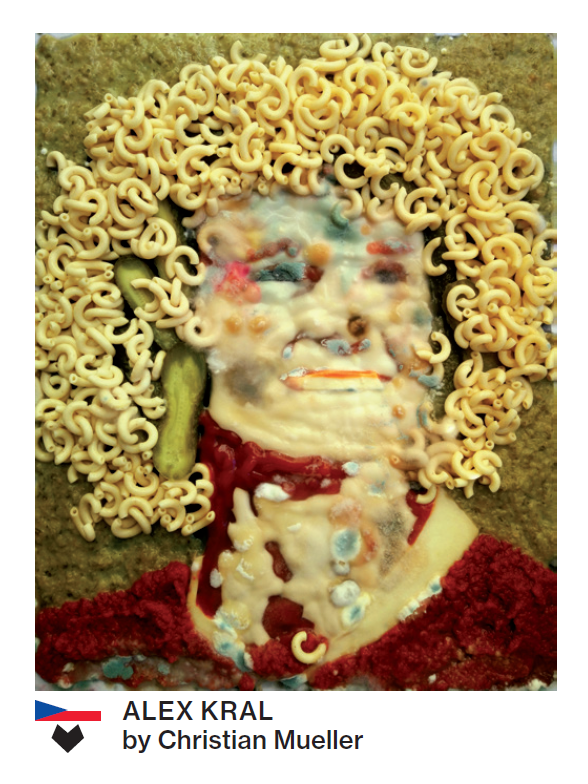 Beim Basler Künstler Christian Müller landen für das Portrait von Alex Kral Hörnli mit G'hacktem auf dem Papier.