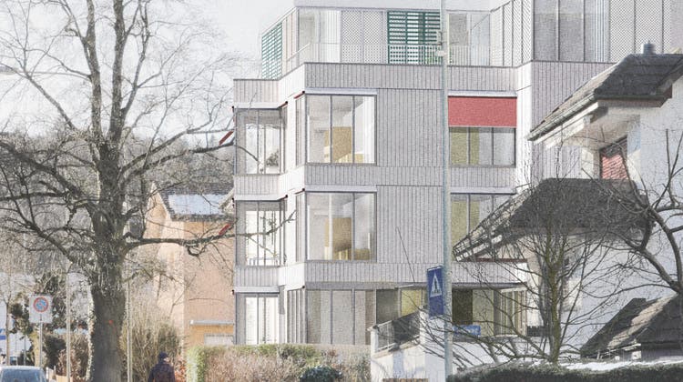 Weisse Holzfassade und farbige Storen: So soll der Mehrfamilienhaus-Neubau an der Uitikonerstrasse 20 in Schlieren dereinst aussehen. (Visualisierung: zVg)