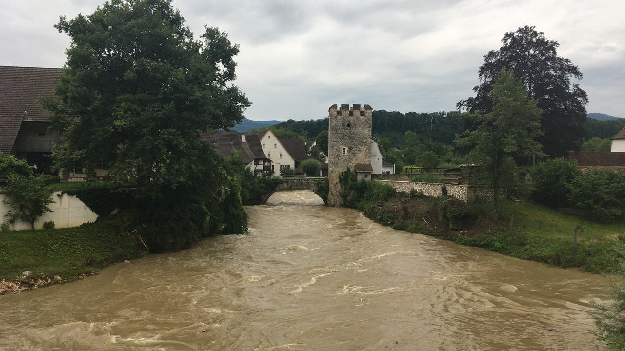 Hochwasser beim Schloss Zwingen