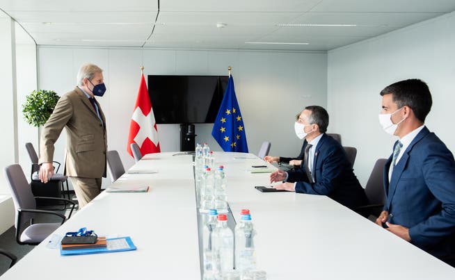 Haben einiges zu bereden: Hahn und Aussenminister Cassis (2.v.r)