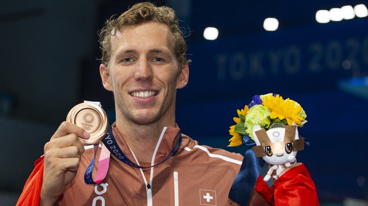 Jérémy Desplanches schwimmt in Tokio zu Olympia-Bronze. (Patrick B. Kraemer / EPA)