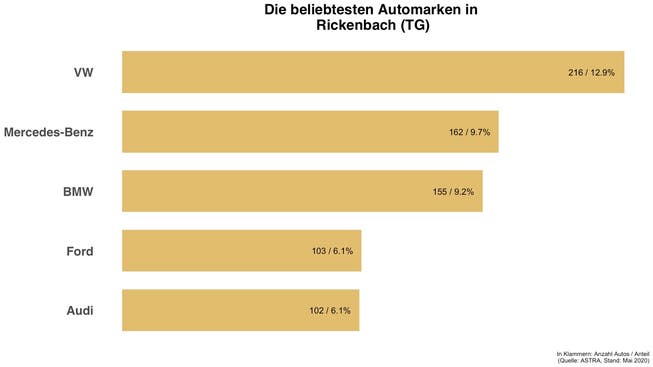 Überblick zu den häufigsten Automarken in Rickenbach (TG)