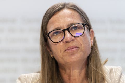 Virginie Masserey, Leiterin Sektion Infektionskontrolle, Bundesamt für Gesundheit (BAG) an einer Pressekonferenz.