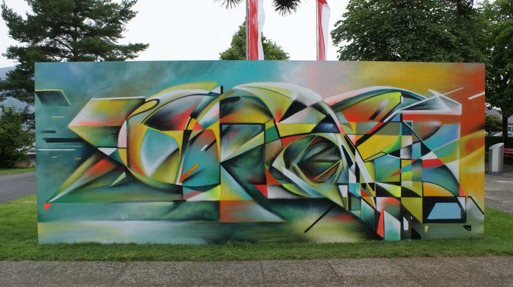 Das neueste Graffiti-Werk von Adrian Gander in Stansstad. (Bild: Rafael Schneuwly (Stansstad, 3. Juli 2021))