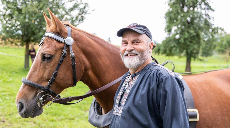 Thomas Husmann und sein Pferd Ladina bei den Freiberger-Tagen am Samstag in Gunzwil. (Bild: Patrick Hürlimann (31. Juli 2021))