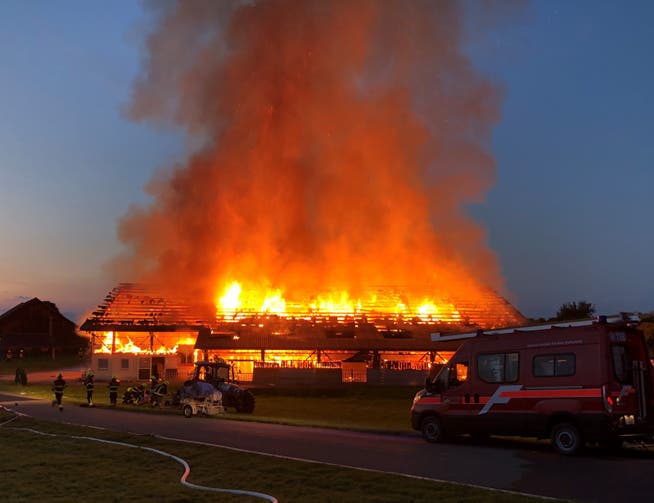 Eine Scheune in Heldswil brannte am Donnerstag nach 20 Uhr vollständig nieder.