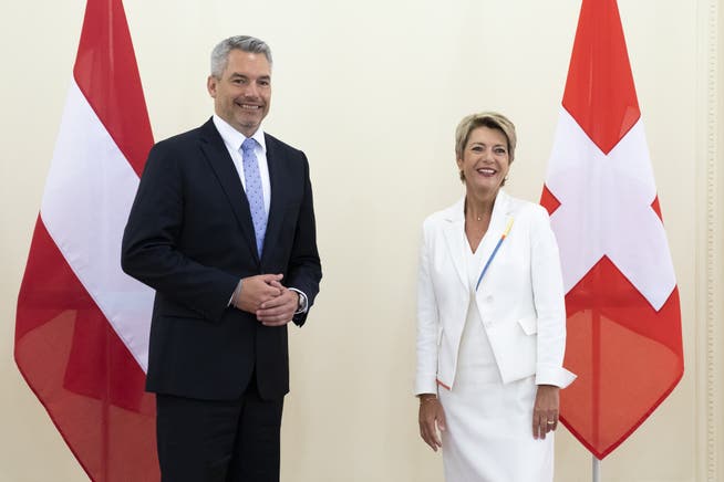 Treffen unter Amtskollegen: Karl Nehammer (ÖVP) und Karin Keller-Sutter (FDP).