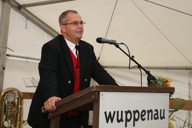 Der Thurgauer Regierungsrat Urs Martin bei seiner 1.-August-Ansprache im Festzelt auf dem Nollen.