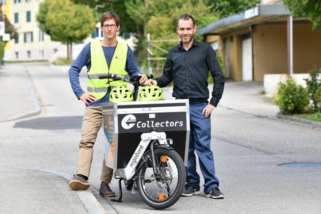 Die beiden Geschäftsführer Tobias Vega und Matthias Tschopp vom Velohausliefer­dienst Collectors Olten beim Start vor drei Jahren. 