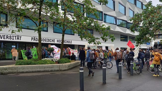 Die Demo vor dem Hauptgebäude in Luzern.