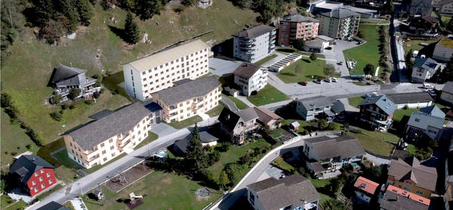 Die Visualisierung der Gebäude Dammastock, Galenstock und Rhonestock (links im Bild).