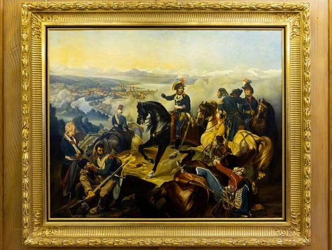 Das Gemälde «2e Bataille de Zurich gangnée par le Général Masséna le 25 septembre 1799 » ist das Herzstück der Ausstellung. Die Familie von alt Stadtschreiber Eduard Gibel hat es dem Ortsmuseum Dietikon vermacht. 