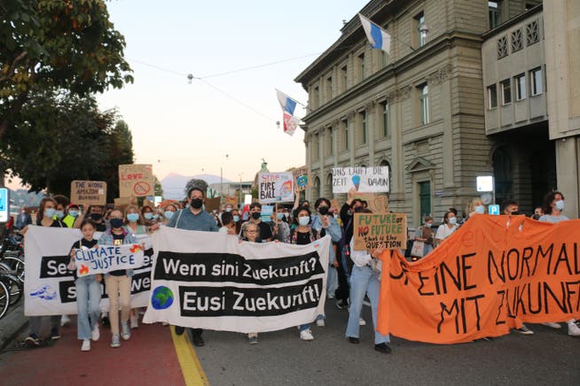 In Luzern nahmen am Freitag rund 200 Personen am internationalen Klimastreiktag teil.