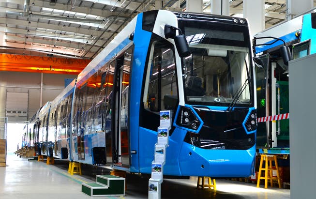 Das Werk von Stadler nahe der weissrussischen Hauptstadt Minsk, wo die Trams des Typs Metelitsa hergestellt werden.