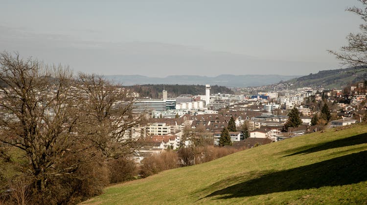 Blick über einen Teil der Gemeinde Ebikon mit dem Schindler-Liftturm. (Bild: Manuela Jans-Koch (Ebikon, 19. 2. 2021))