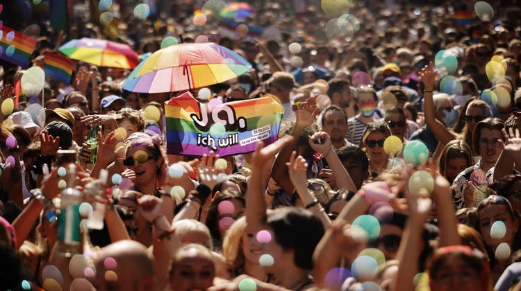 Am Samstagnachmittag demonstrierten über 20'000 Menschen auf der «Zurich Pride» für ein Ja für die «Ehe für alle». Das Alba-Festival hingegen wurde abgesagt. (Michael Buholzer)