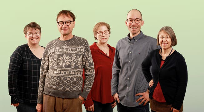 Die Kandidierenden der Grünen Buochs (von links): Anita Fumasoli, Delf Bucher, Mélanie Senn, Marc Risi und Monika Egli.
