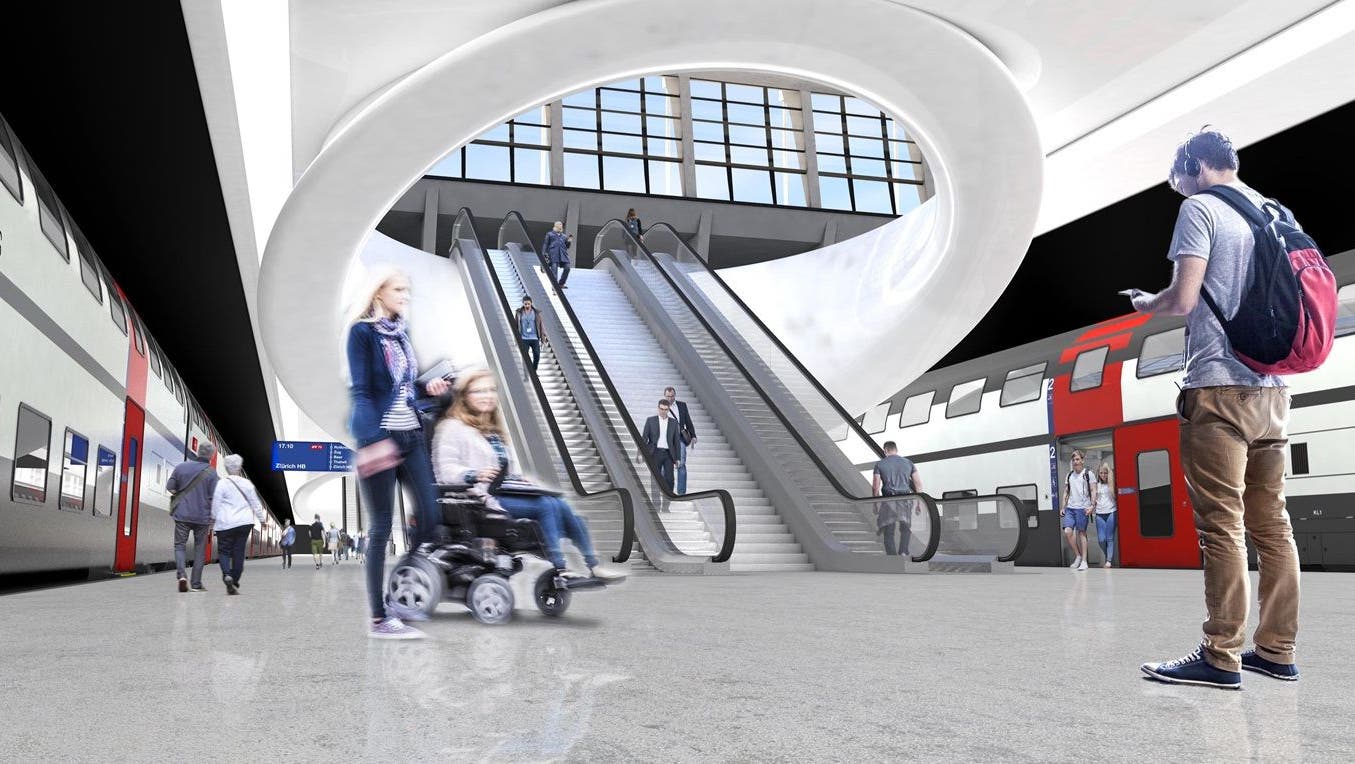 So stellen sich Planer den künftigen Durchgangsbahnhof von Luzern vor. (Visualisierung: SBB)