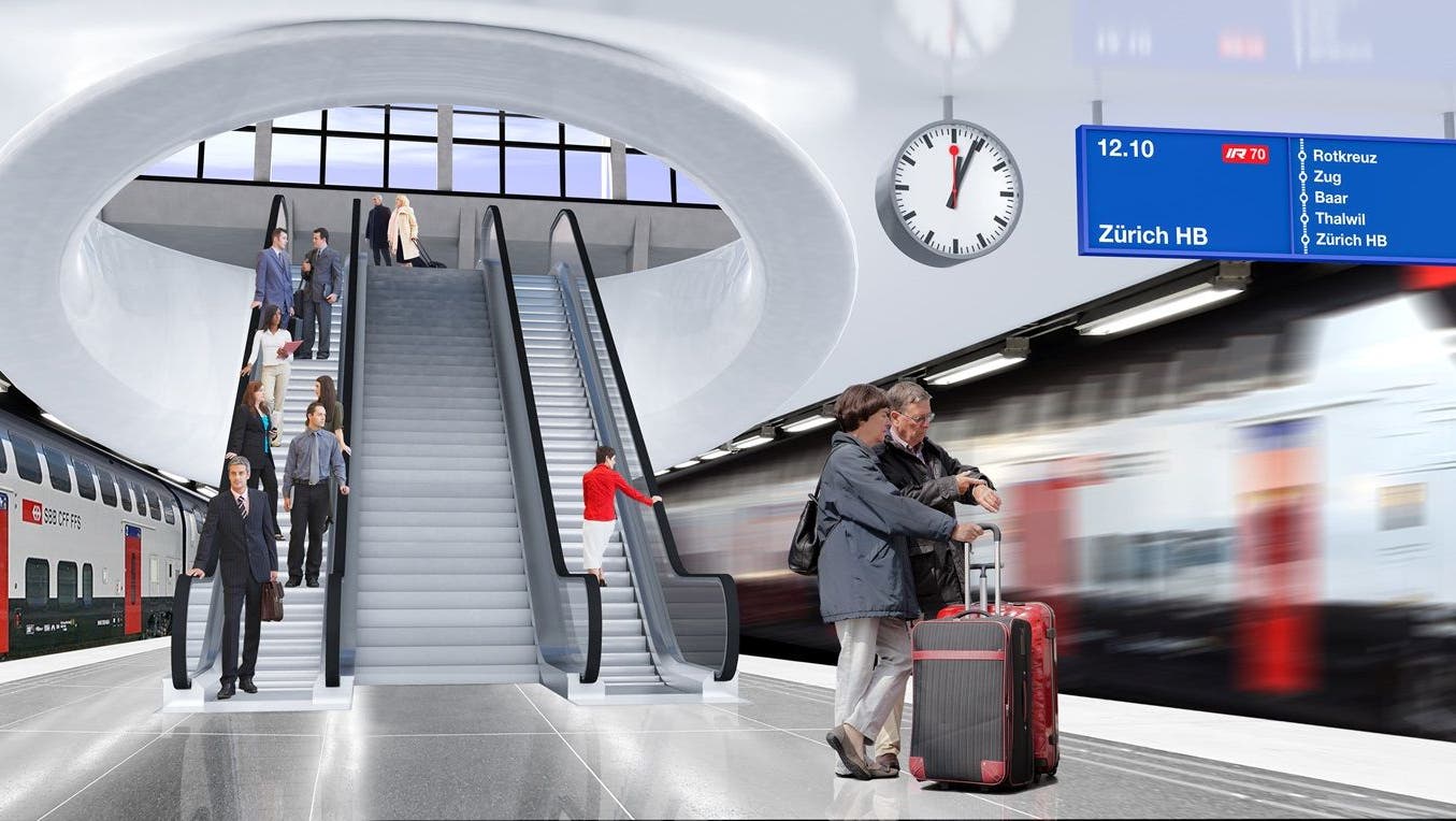 Unterirdisch nach Zürich: So könnte der Tiefbahnhof Luzern aussehen. (Visualisierung: SBB)
