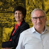 Das Ehepaar Martine und Jean-Paul Clozel am Hauptsitz ihres Unternehmens Idorsia in Allschwil BL. (Sebastien Bozon)