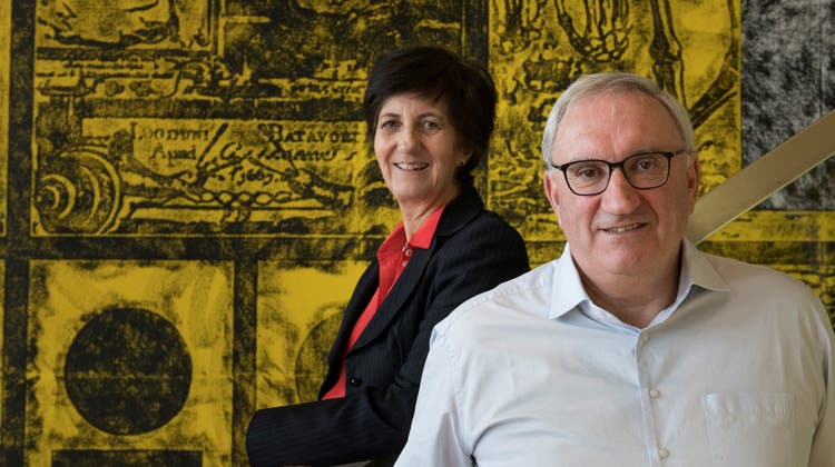 Das Ehepaar Martine und Jean-Paul Clozel am Hauptsitz ihres Unternehmens Idorsia in Allschwil BL. (Sebastien Bozon)