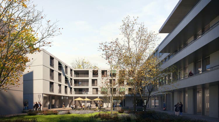 So stellt sich das Architekturbüro Stump & Schibli Architekten BSA den neuen Campus im Erlenmattquartier vor. (Zvg)