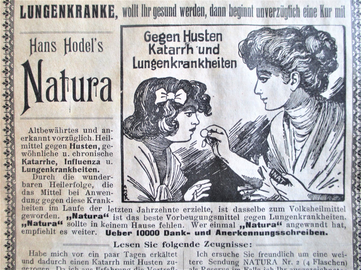 Auch im Toggenburg beliebt: Während der Spanischen Grippe florierte das Wunderheilmittel «Natura»
