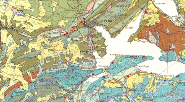 Per sofort sind kantonale Geodaten online abrufbar. Diese Karte zeigt beispielsweise den Untergrund klassiert nach lithologisch-petrografischen Kriterien.