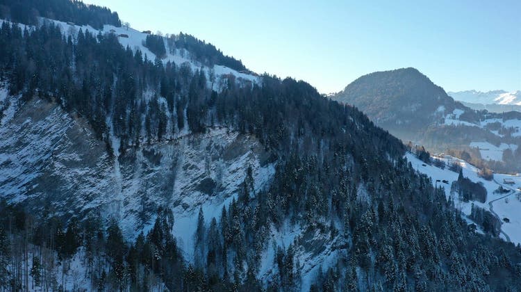 Der 23-Jährige stürzte in steilem bewaldeten Gebiet über eine Felswand ab. (Bild: Kapo GR)