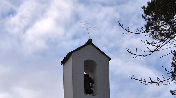 Mitten in der kalten Jahreszeit wächst auf dem Glockentürmchen der St.Otmarskapelle ein Bäumchen. (Bild: Margrith Pfister-Kübler)