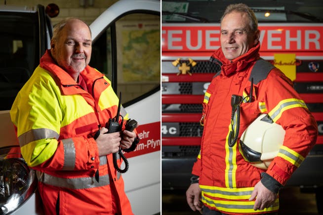 Meinrad Herzog und Peter Siegwart, zwei Langjährige der Feuerwehr Müllheim-Pfyn.