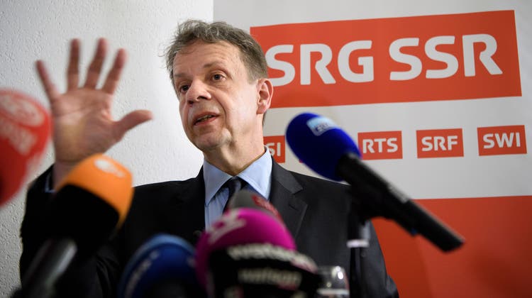 SRG-Generaldirektor Gilles Marchand will den Angriff von SVP und FDP stoppen: «Wir sind voll und ganz entschlossen, die Bedeutung der SRG für das ganze Land zu verteidigen.» (Keystone (Bern, 4. März 2018))