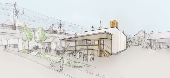 Eine Skizze des geplanten Kulturpavillons auf dem Unteren Mätteli.