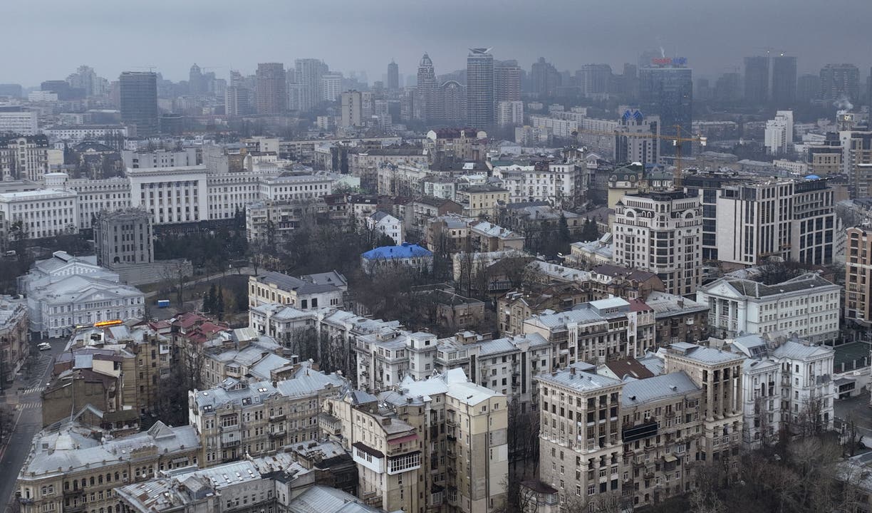 Blick auf Kiew am Morgen des 24. Februars 2022, dem Tag des russischen Angriffs auf die Ukraine.