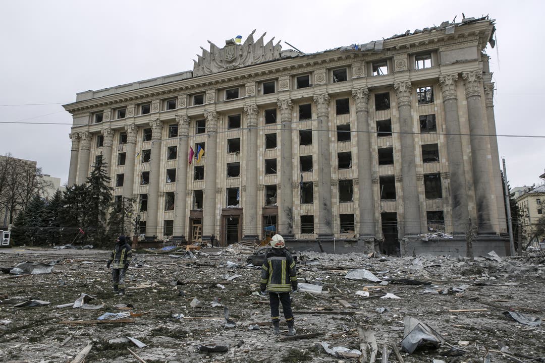 Das zerstörte Regierungsgebäude in Charkiw.