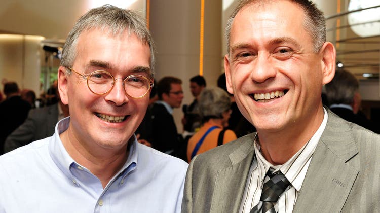 Gewählt: Christoph Brutschin und Hans-Peter Wessels im September 2008, nach ihrer Wahl in die Basler Regierung. (Bild: Kenneth Nars / Archiv bz)