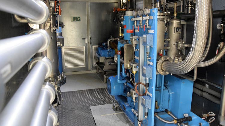 Die Biogas-Aufbereitungsanlage in der Abwasserreinigungsanlage (ARA) Wasserschloss in Windisch. (Michael Hunziker (22. März 2017))