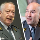 Drei von fünf Armeechefs (von links): Christophe Keckeis (2004 bis 2007), André Blattmann (2009 bis 2016) und Thomas Süssli (ab 2020). (Bilder: key (2), san, Montage: cri)