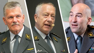 Drei von fünf Armeechefs (von links): Christophe Keckeis (2004 bis 2007), André Blattmann (2009 bis 2016) und Thomas Süssli (ab 2020). (Bilder: key (2), san, Montage: cri)